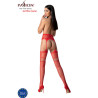 Passion - S030 Bas Rouges Avec Jarretière Taille Unique